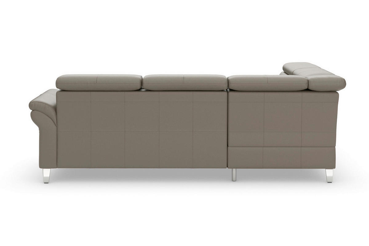 ROHOVÁ SEDAČKA, kůže, šedá - šedá/barvy chromu, Basics, kov/kůže (194/245cm) - Sit & More