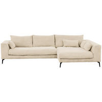 ECKSOFA Creme Cord  - Creme/Schwarz, Design, Textil/Metall (313/172cm) - Livetastic