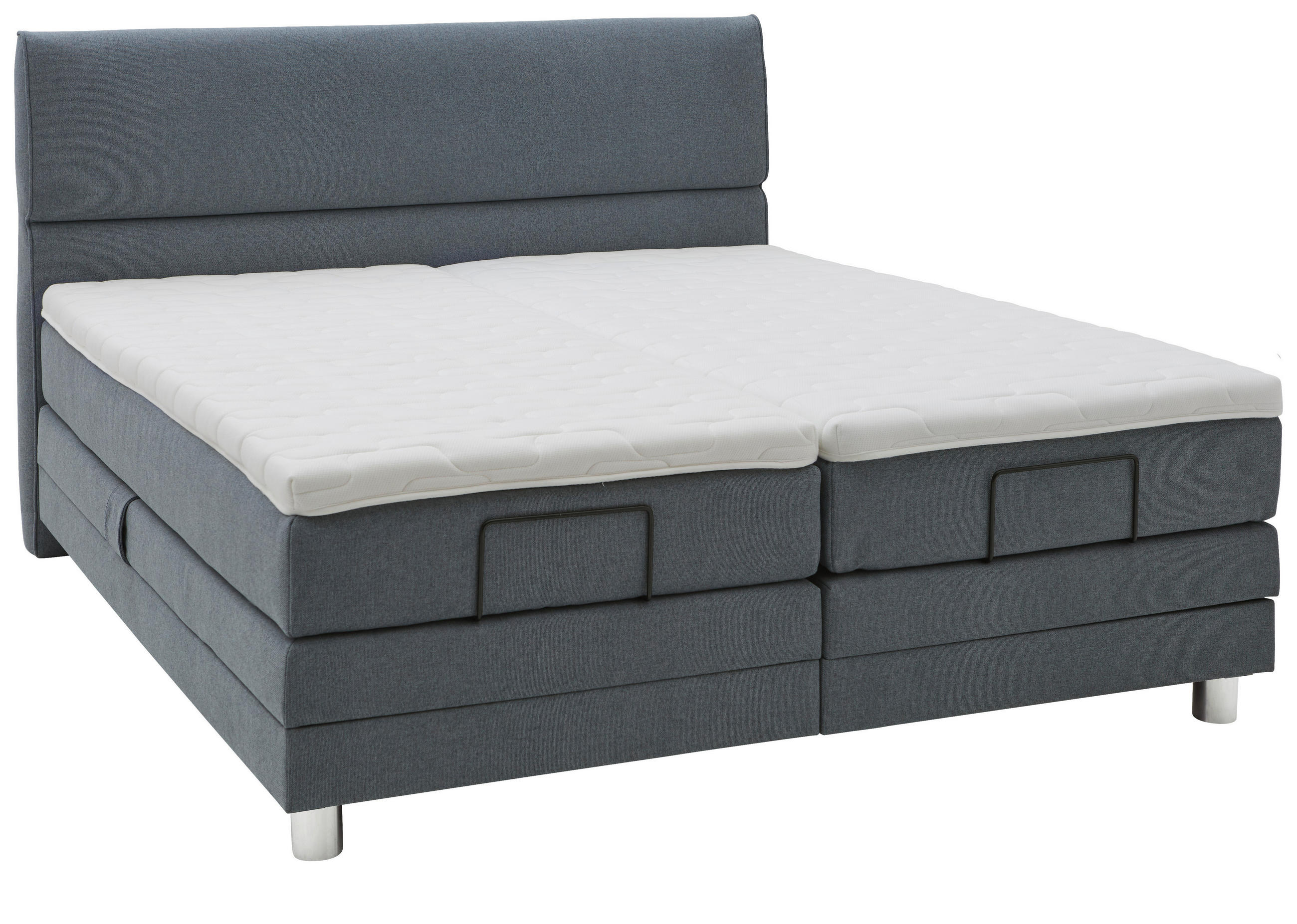 BOXSPRINGBETT 180/200 cm  in Graublau  - Chromfarben/Graublau, KONVENTIONELL, Holz/Kunststoff (180/200cm) - Voleo