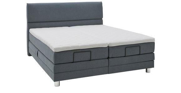 BOXSPRINGBETT 180/200 cm  in Graublau  - Chromfarben/Graublau, KONVENTIONELL, Holz/Kunststoff (180/200cm) - Voleo