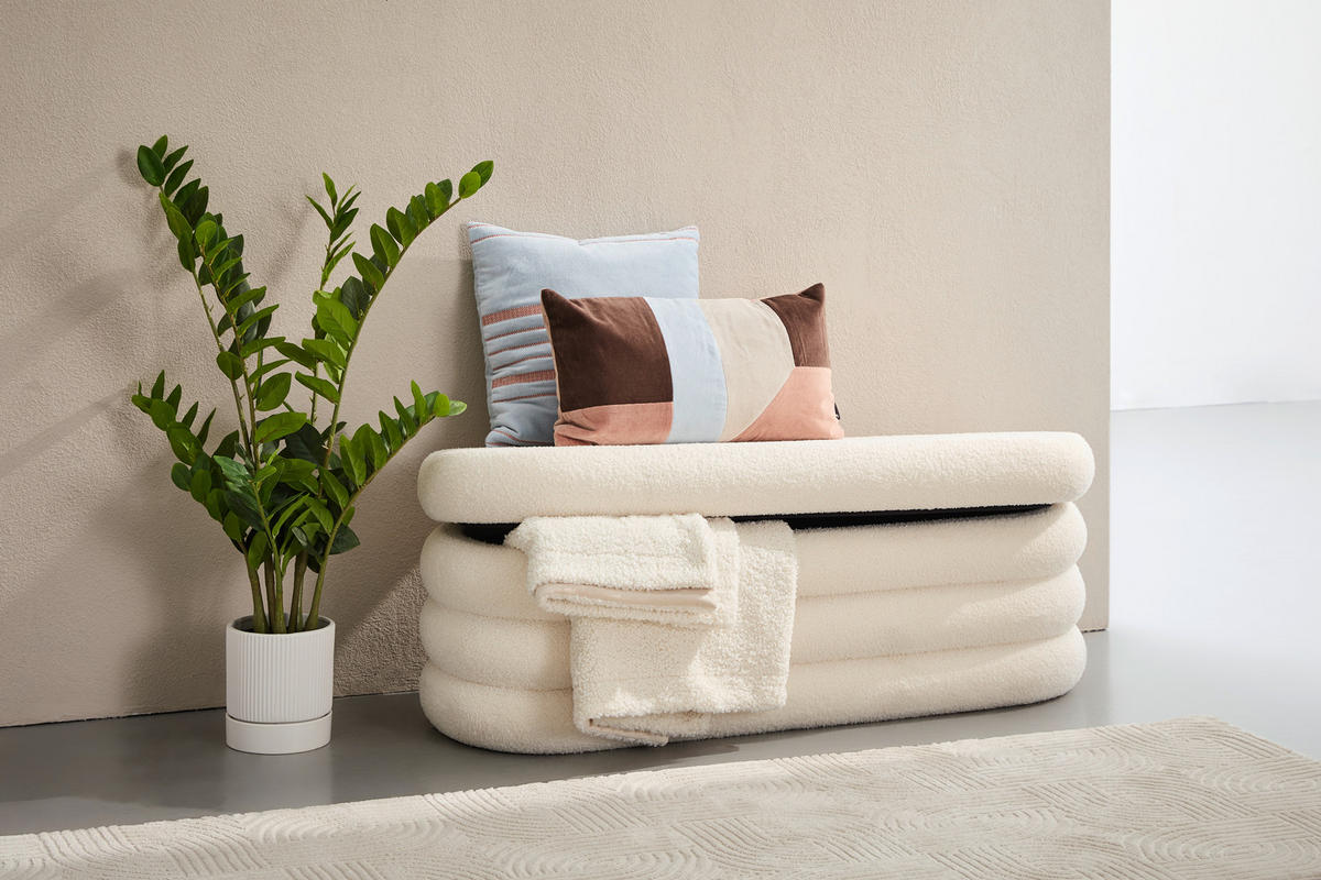 TRUHENBANK in Holz, Textil 120/42/42 cm  - Weiß, LIFESTYLE, Holz/Textil (120/42/42cm) - Xora