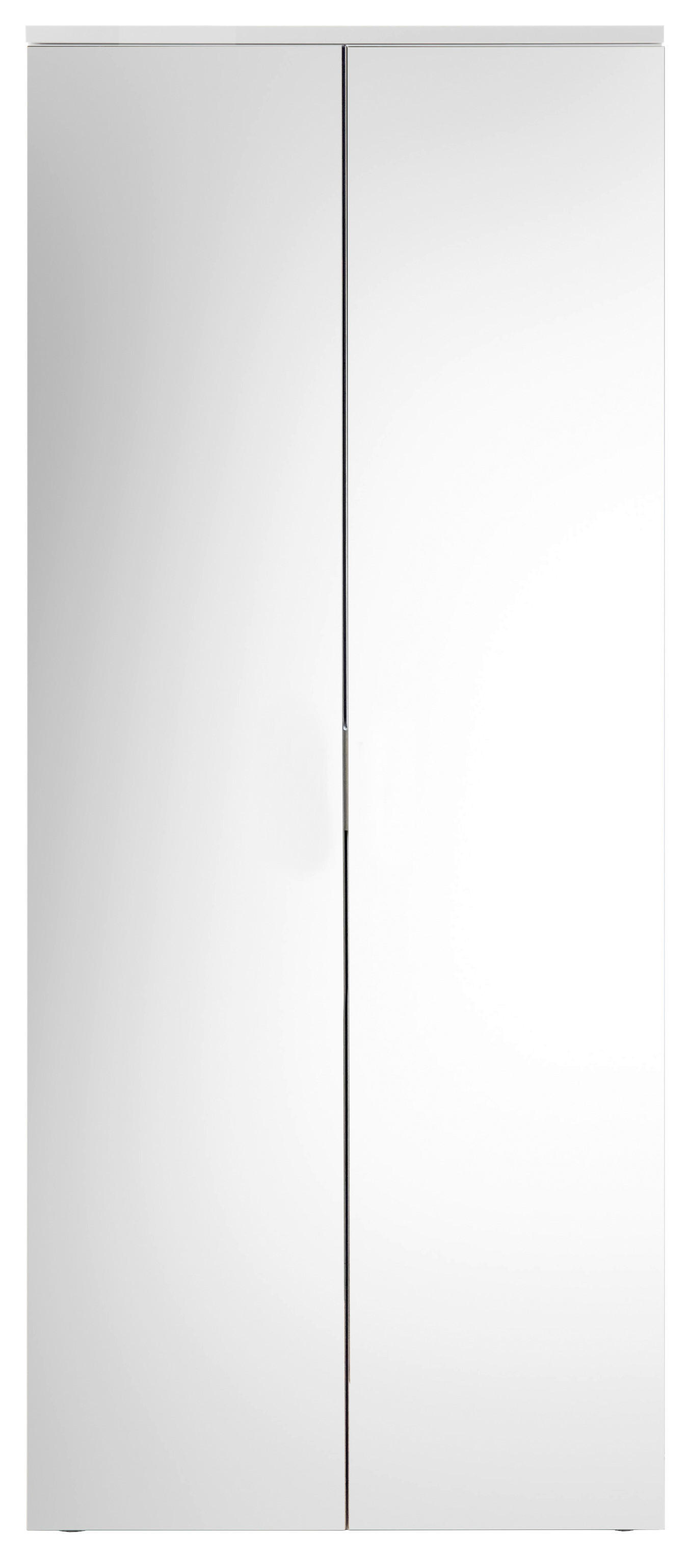 SCHUHSCHRANK 80/190/35 cm  - Weiss/Silberfarben, Design, Glas/Holzwerkstoff (80/190/35cm) - MID.YOU