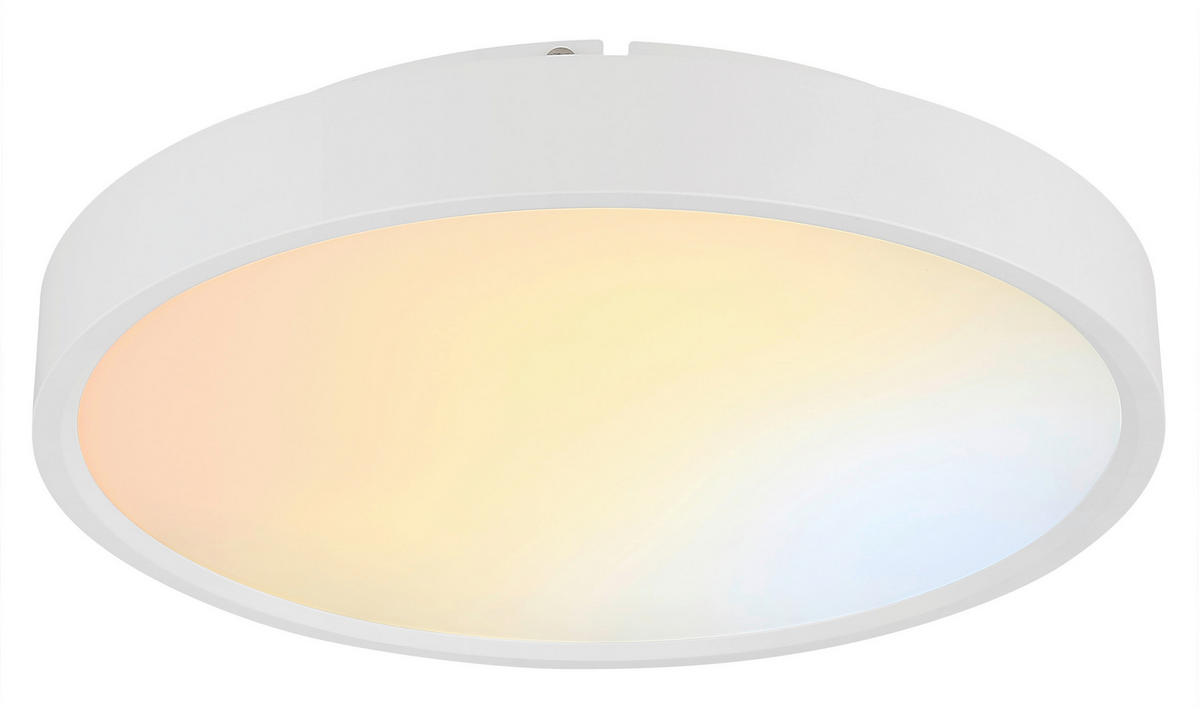 LED-DECKENLEUCHTE Jess 39/7,7 cm  - Opal/Weiß, Design, Kunststoff/Metall (39/7,7cm) - Globo