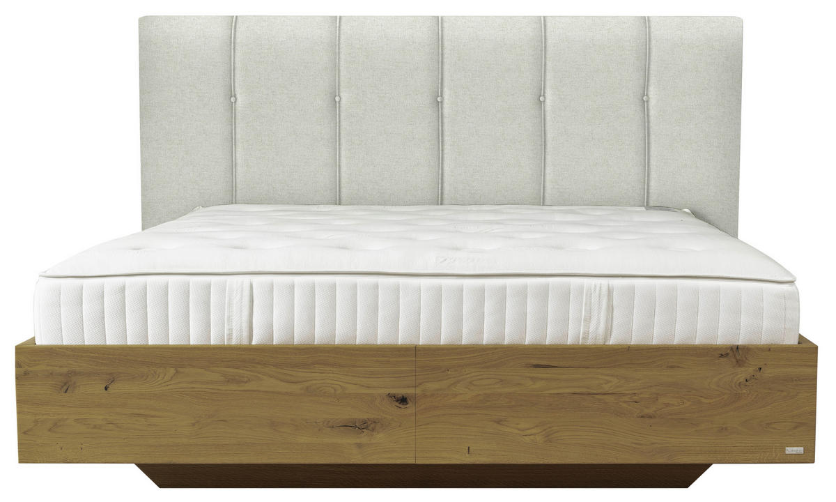 BOXSPRINGBETT 180/200 cm  in Wildeiche, Grauweiss  - Wildeiche/Grauweiss, Natur, Holz/Textil (180/200cm) - Valnatura