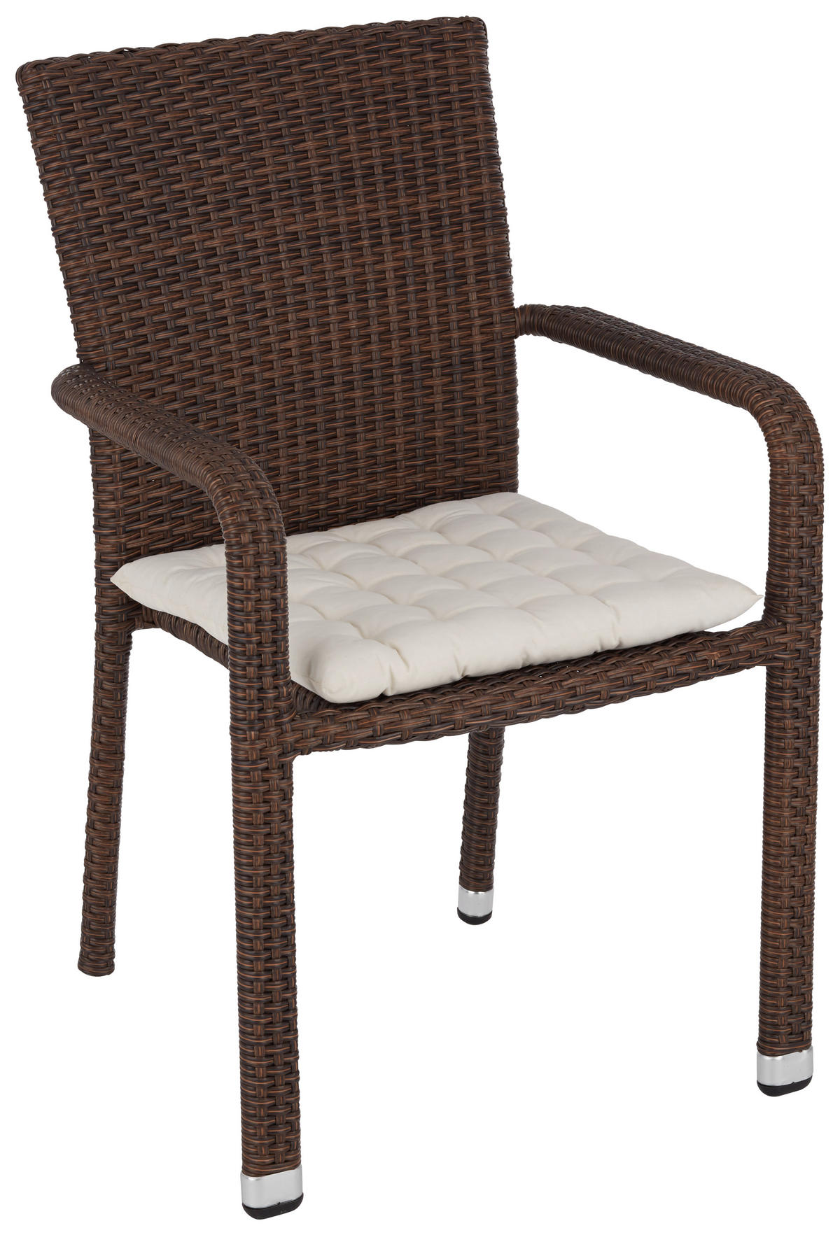 STOL  aluminij rjava, bež  - bež/rjava, Basics, kovina/umetna masa (61/88/58cm) - Ambia Garden