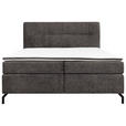 BOXSPRINGBETT 180/200 cm,  in Braun, Topper, H3 + H3 = fest  - Schwarz/Braun, Design, Textil/Metall (180/200cm) - Esposa