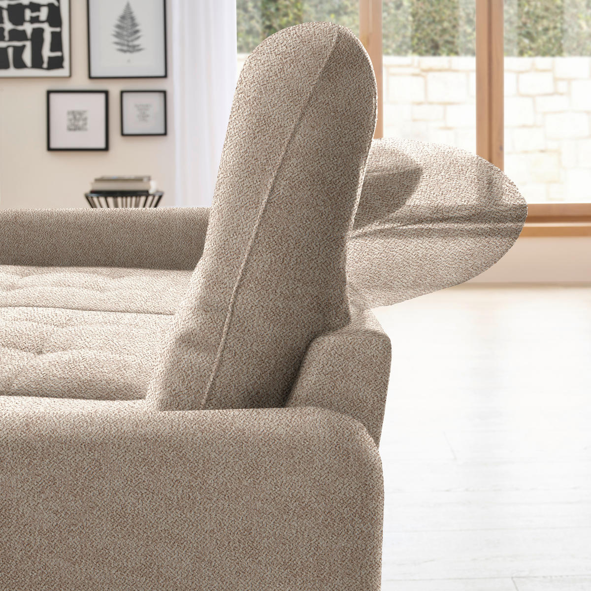 ECKSOFA Beige Flachgewebe  - Beige/Schwarz, KONVENTIONELL, Textil/Metall (190/254cm) - Livetastic