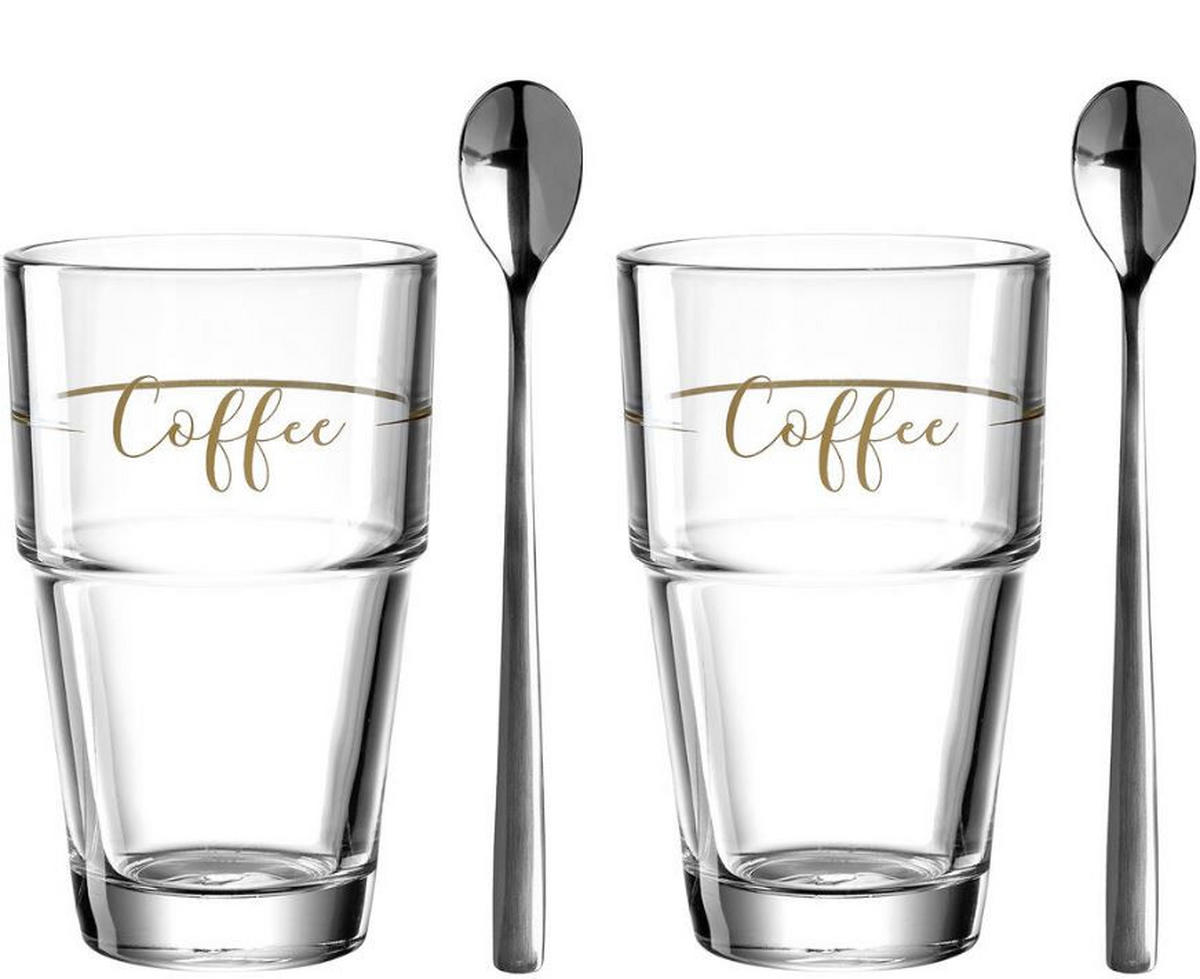 KAFFEETASSE 410 ml  - Klar/Braun, Basics, Glas/Metall (17,4/14,5/8,5cm) - Leonardo