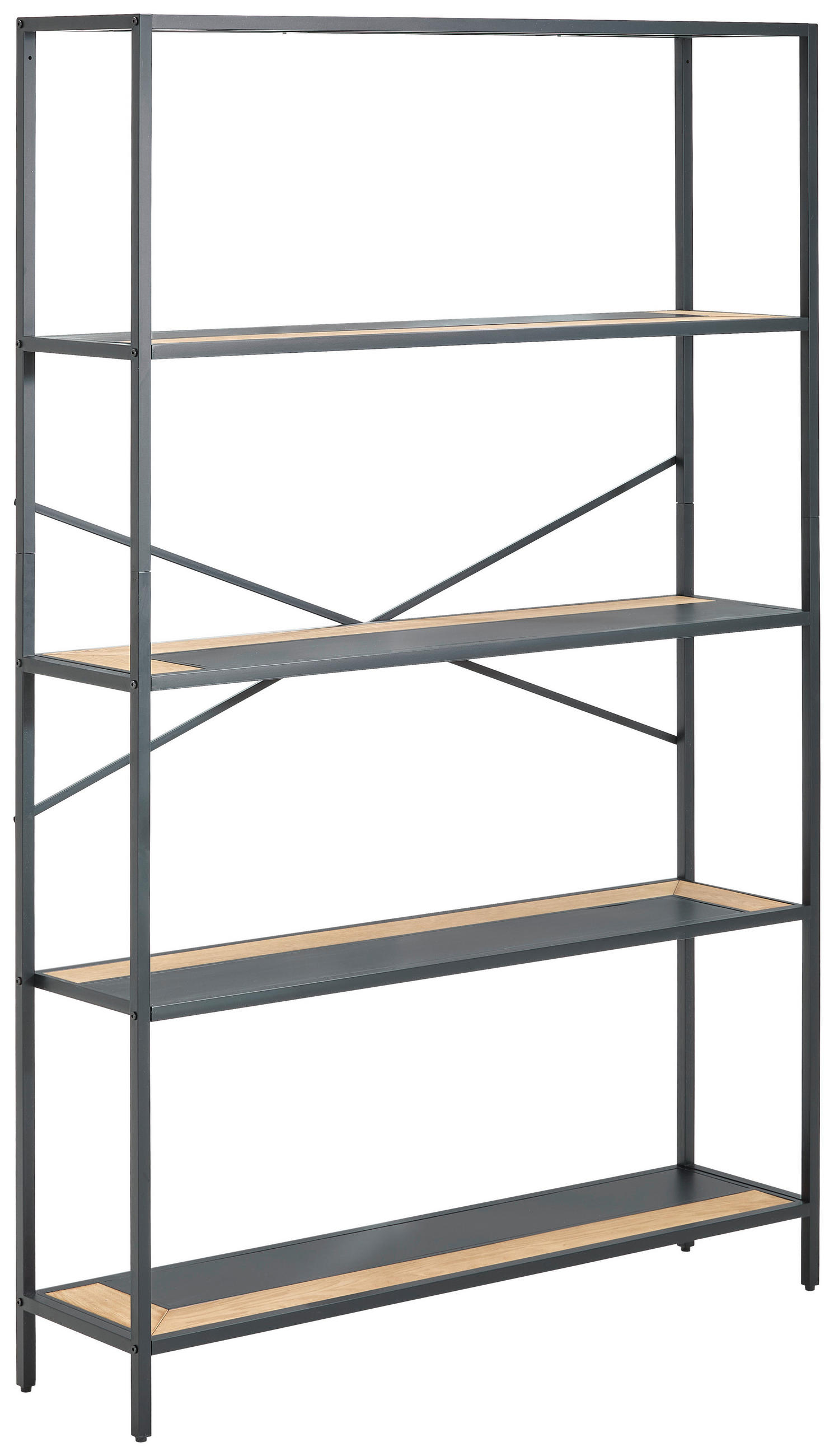 REGAL Tanne furniert Naturfarben, Schwarz  - Schwarz/Naturfarben, Design, Holz/Holzwerkstoff (120/185/30cm) - MID.YOU