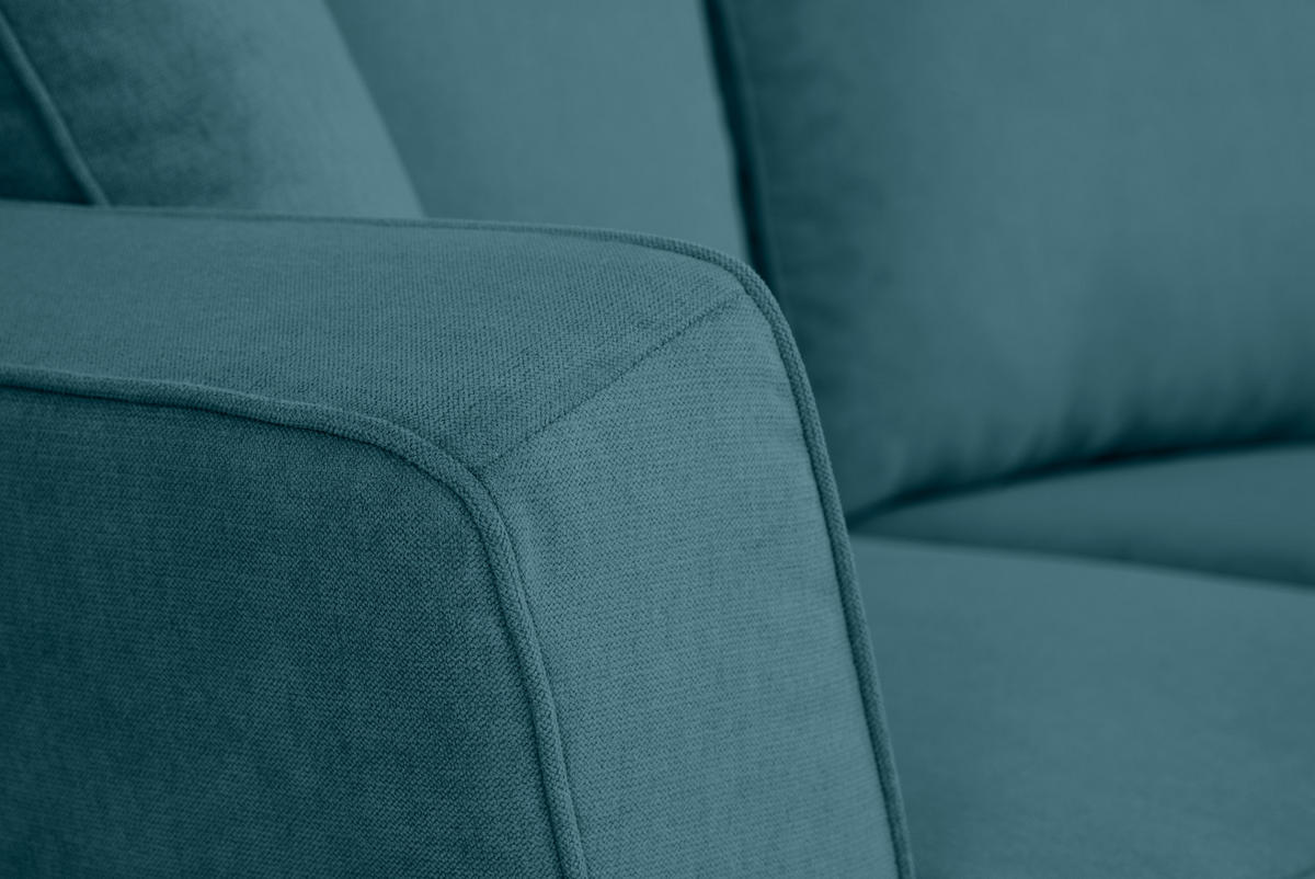 ECKSOFA in Velours Petrol  - Petrol/Schwarz, KONVENTIONELL, Holz/Textil (244/159cm) - Carryhome
