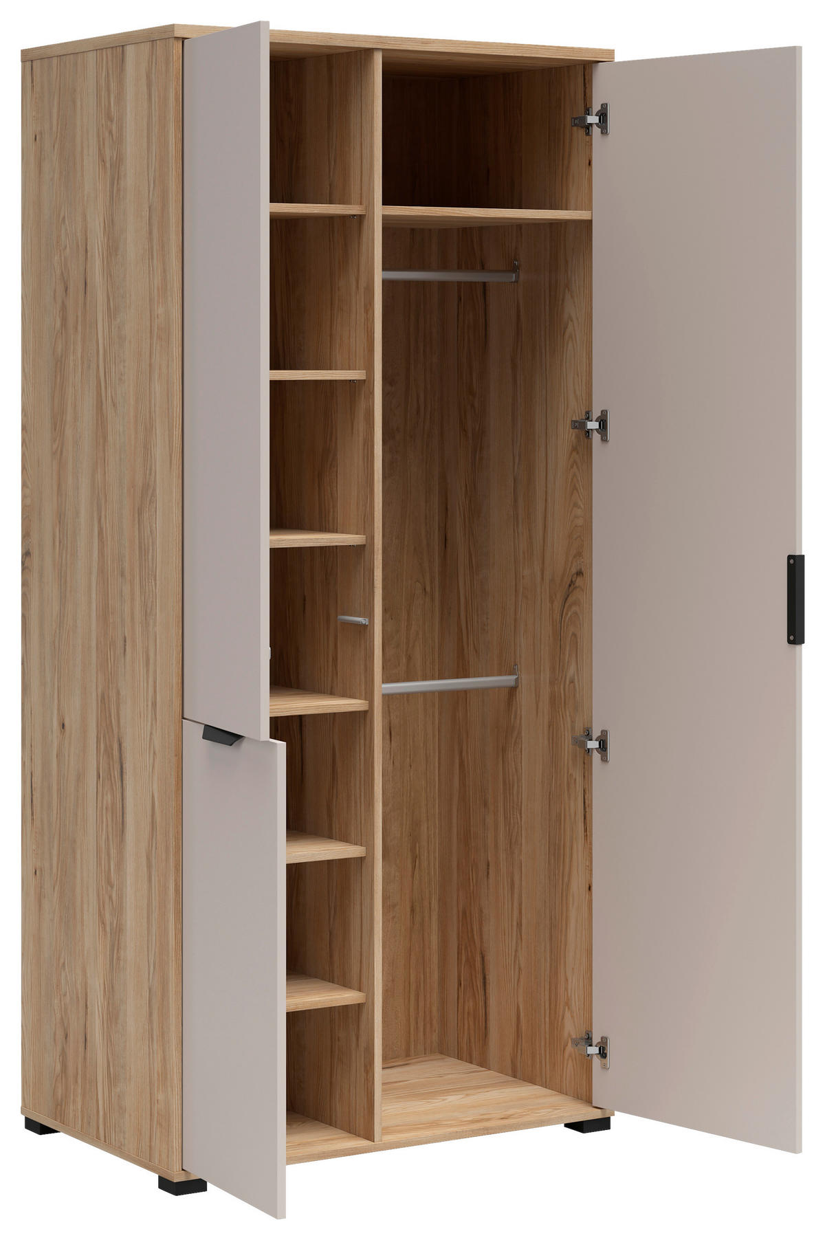 DREHTÜRENSCHRANK Eichefarben, Kaschmir  - Kaschmir/Eichefarben, Basics, Holzwerkstoff/Kunststoff (90/192,6/56cm) - Milino