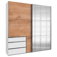 SCHWEBETÜRENSCHRANK in Weiss, Eichefarben  - Chromfarben/Weiss, Modern, Holzwerkstoff (200/216/65cm) - MID.YOU