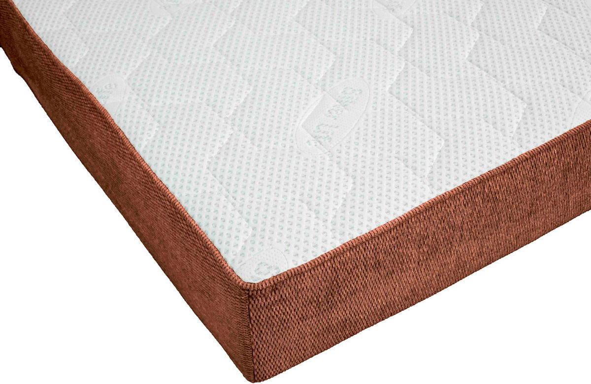 TASCHENFEDERKERNMATRATZE 140/200 cm, Höhe ca.: 25 cm, H2 + H3 = mittel + fest, 7-Zonen - Rotbraun/Weiß, Design, Textil (140/200cm) - Chameo