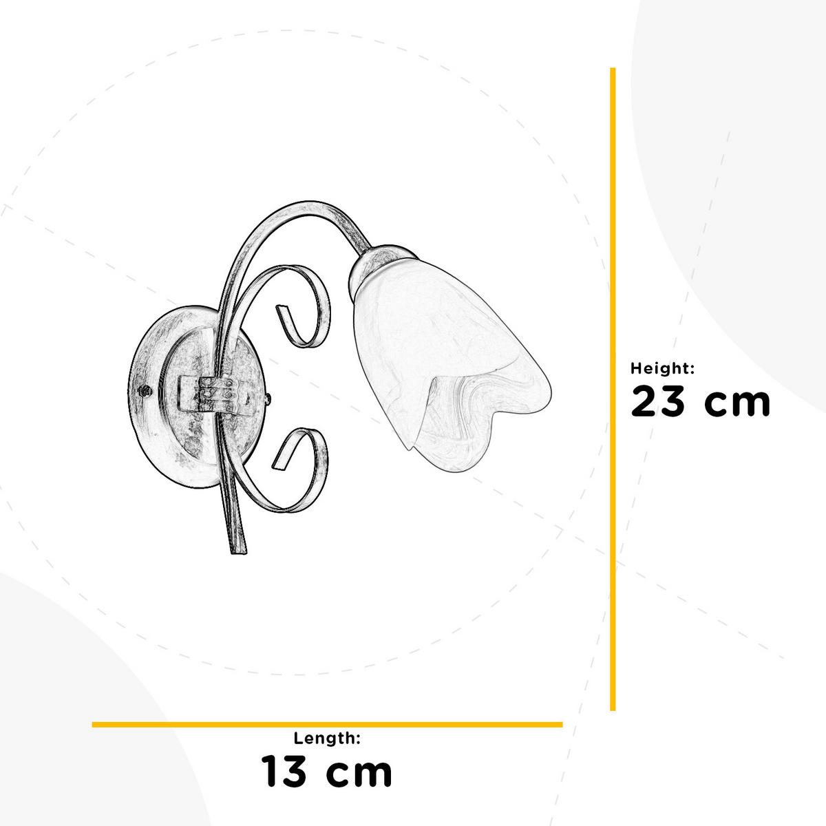 WANDLEUCHTE 13/30/23 cm   - Cognac, KONVENTIONELL, Glas/Metall (13/30/23cm)
