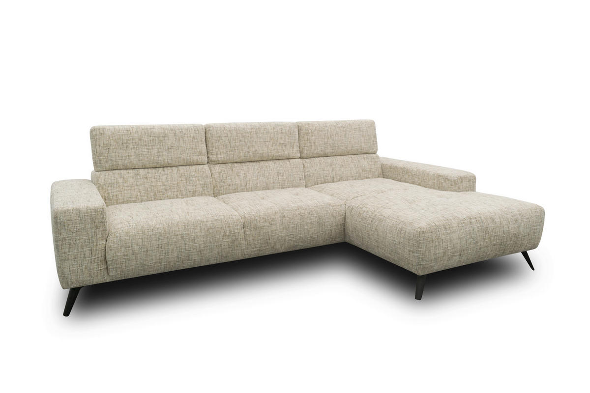 ECKSOFA 100 005 FK Beige Chenille Rücken echt  - Beige/Schwarz, Basics, Textil/Metall (284/175cm) - Livetastic