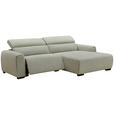 ECKSOFA Beige Mikrofaser Rücken echt, Relaxfunktion, Kopfteilverstellung  - Beige/Schwarz, Design, Holz/Textil (256/172cm) - Carryhome
