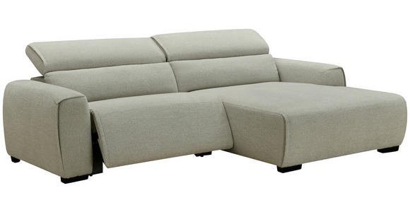 ECKSOFA Beige Mikrofaser Rücken echt, Relaxfunktion, Kopfteilverstellung  - Beige/Schwarz, Design, Holz/Textil (256/172cm) - Carryhome