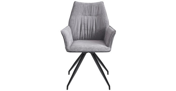 ARMLEHNSTUHL in Eisen Lederlook, Struktur - Hellgrau/Schwarz, Design, Textil/Metall (63/91/60cm) - Carryhome