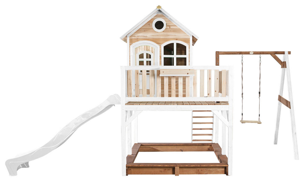 SPIELTURM 541/291/277 cm  - Braun/Weiß, KONVENTIONELL, Holz/Kunststoff (541/291/277cm) - Ambia Garden
