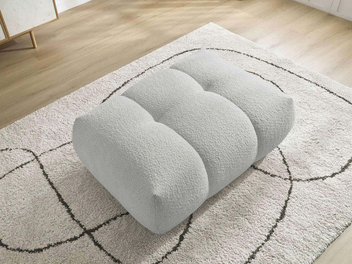 HOCKER FUJI  Bouclé Hellgrau  - Hellgrau/Schwarz, MODERN, Kunststoff/Textil (112/44/80cm)