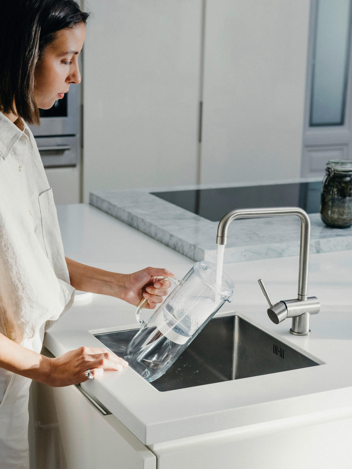 TISCHWASSERFILTER  Lucy  - Klar/Weiß, Trend, Glas/Kunststoff (2l) - waterdrop