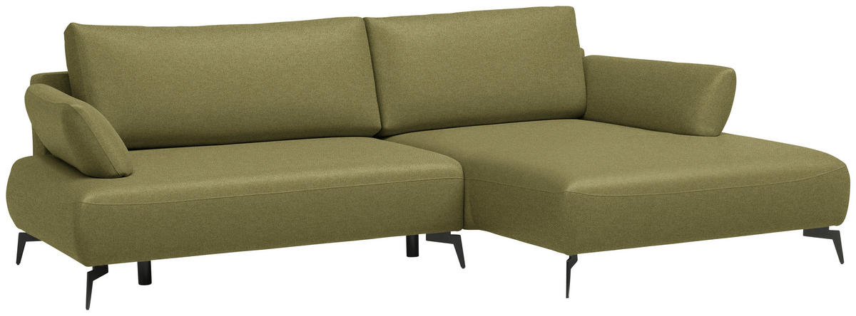 ECKSOFA Struktur Olivgrün  - Schwarz/Olivgrün, Design, Textil/Metall (284/186cm) - Lomoco