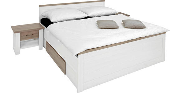 BETTANLAGE 180/200 cm in Weiß, Trüffeleichefarben - Trüffeleichefarben/Weiß, LIFESTYLE, Holzwerkstoff (180/200cm) - Carryhome
