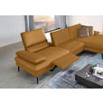 ECKSOFA in Echtleder Currygelb  - Currygelb/Schwarz, Design, Leder/Metall (325/157cm) - Dieter Knoll