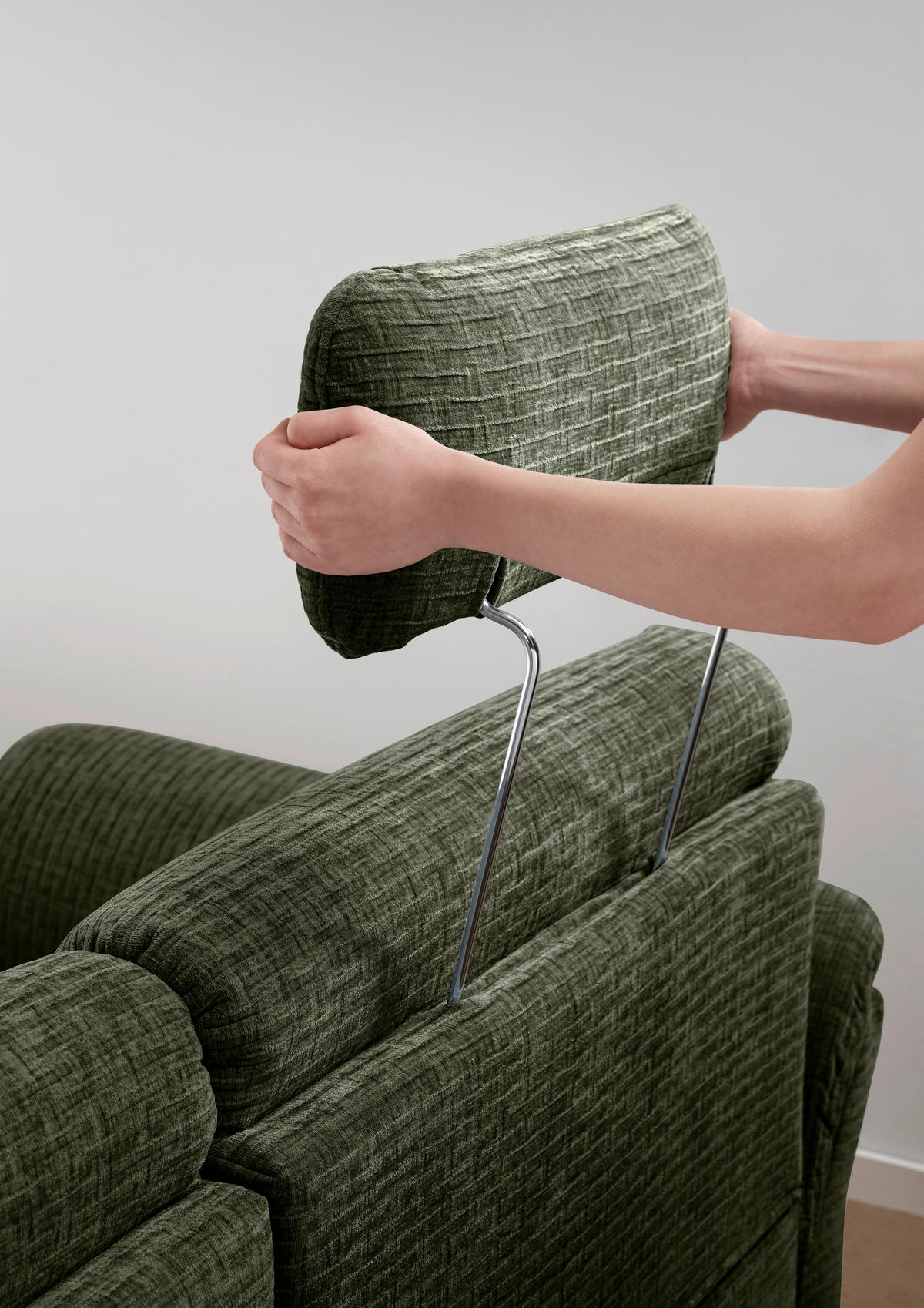 ECKSOFA in Mikrofaser Olivgrün  - Schwarz/Olivgrün, Modern, Holz/Textil (176/279cm) - Livetastic