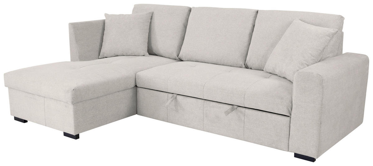 ECKSOFA LUKAS Creme Struktur Zierkissen, Bettkasten  - Creme, Trend, Textil (158/239cm) - P & B