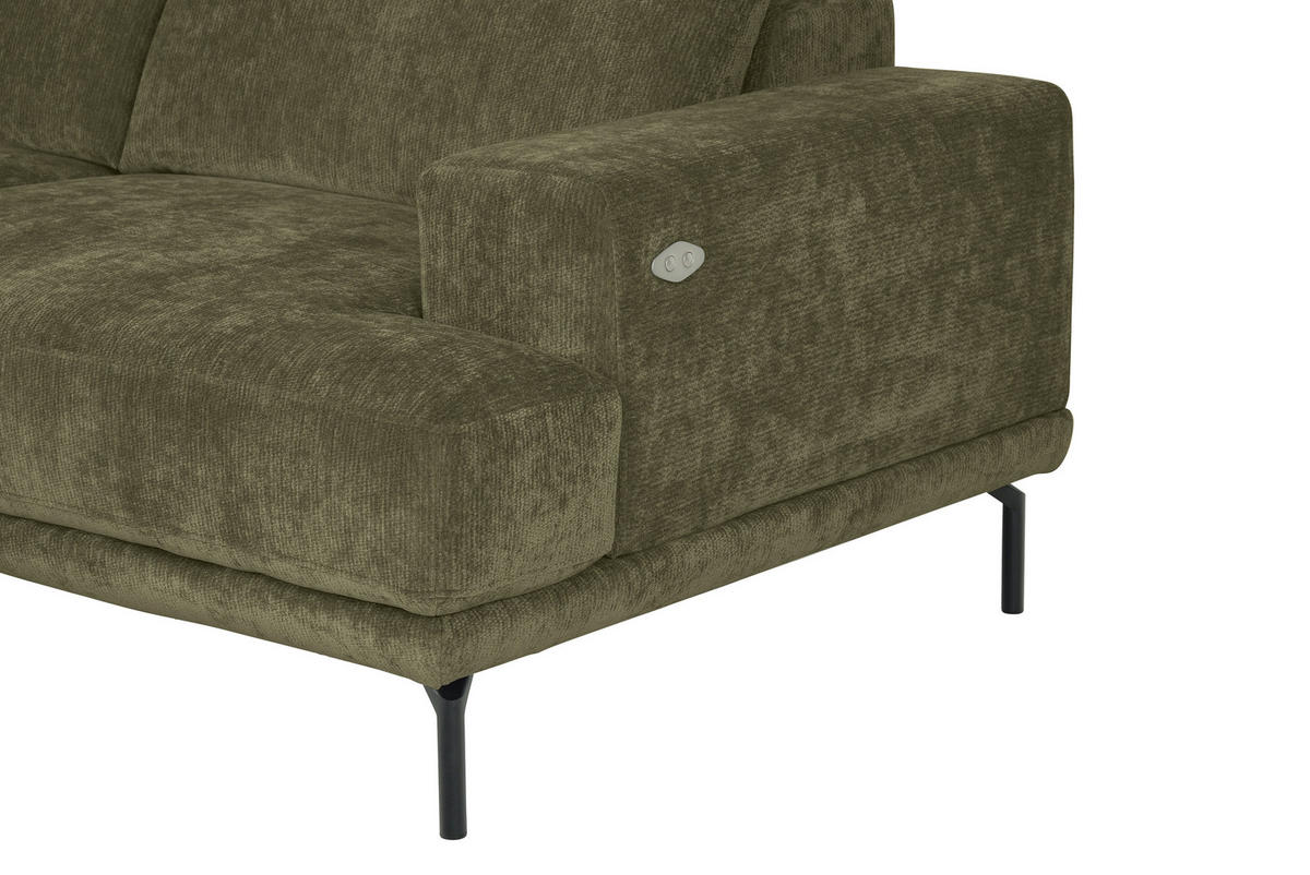 ECKSOFA Grün Chenille Kopfteilverstellung, Sitztiefenverstellung  - Schwarz/Grün, Design, Textil/Metall (243/307cm) - Xora