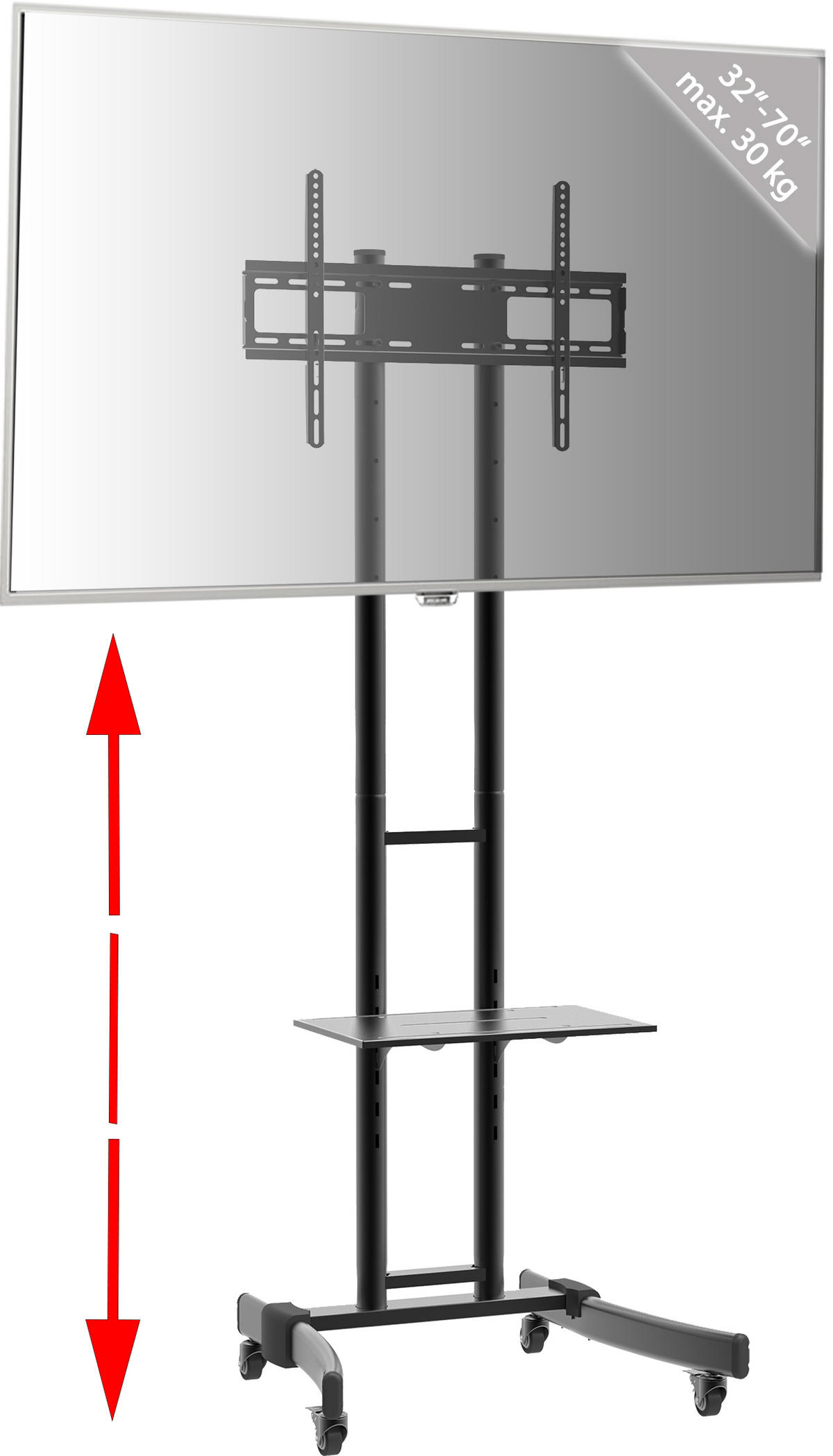 TV-RACK - Schwarz, Basics, Metall (76/174/66cm) - MID.YOU