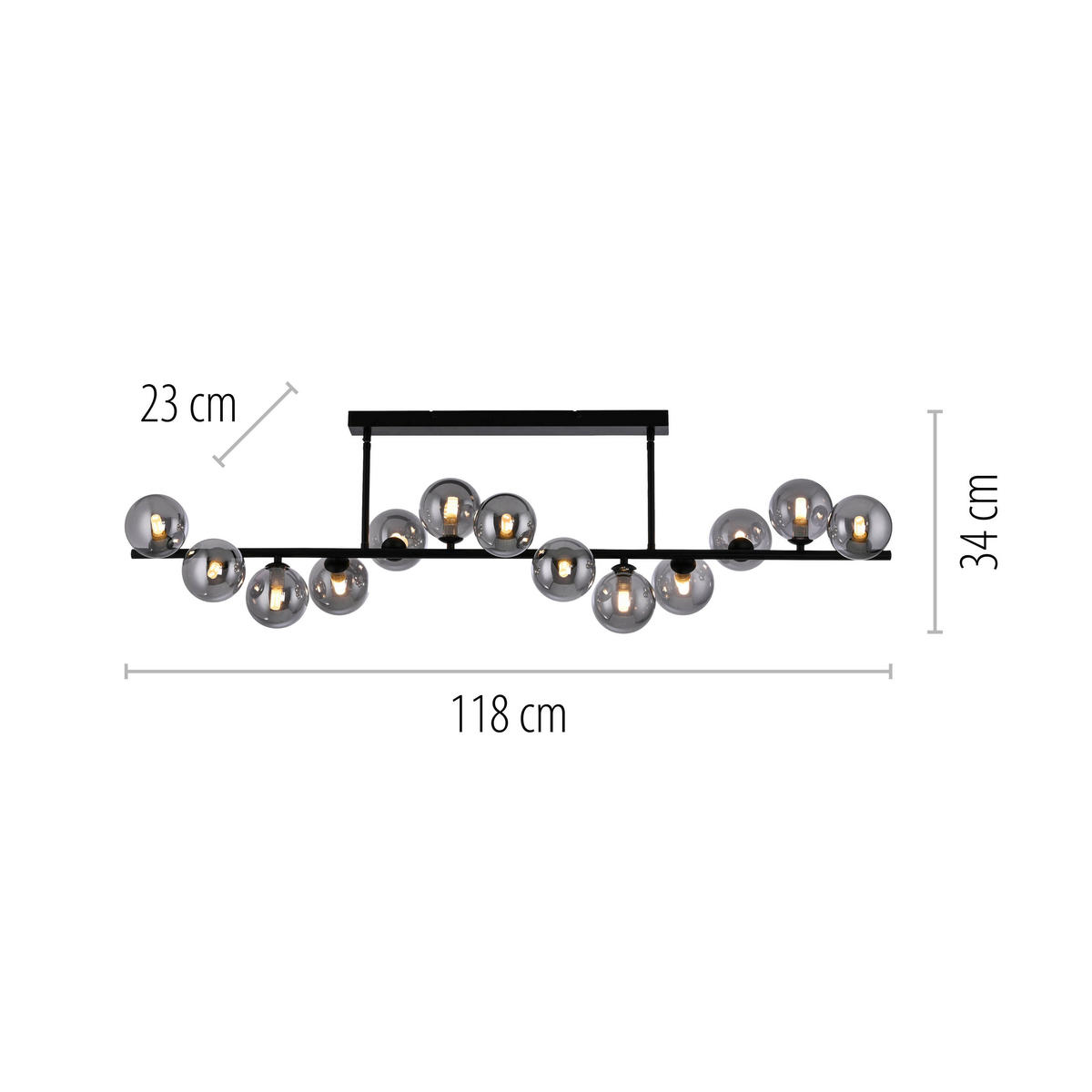 LED-DECKENLEUCHTE 118/23/34 cm   - Schwarz, Design, Glas/Kunststoff (118/23/34cm) - Schöner Wohnen