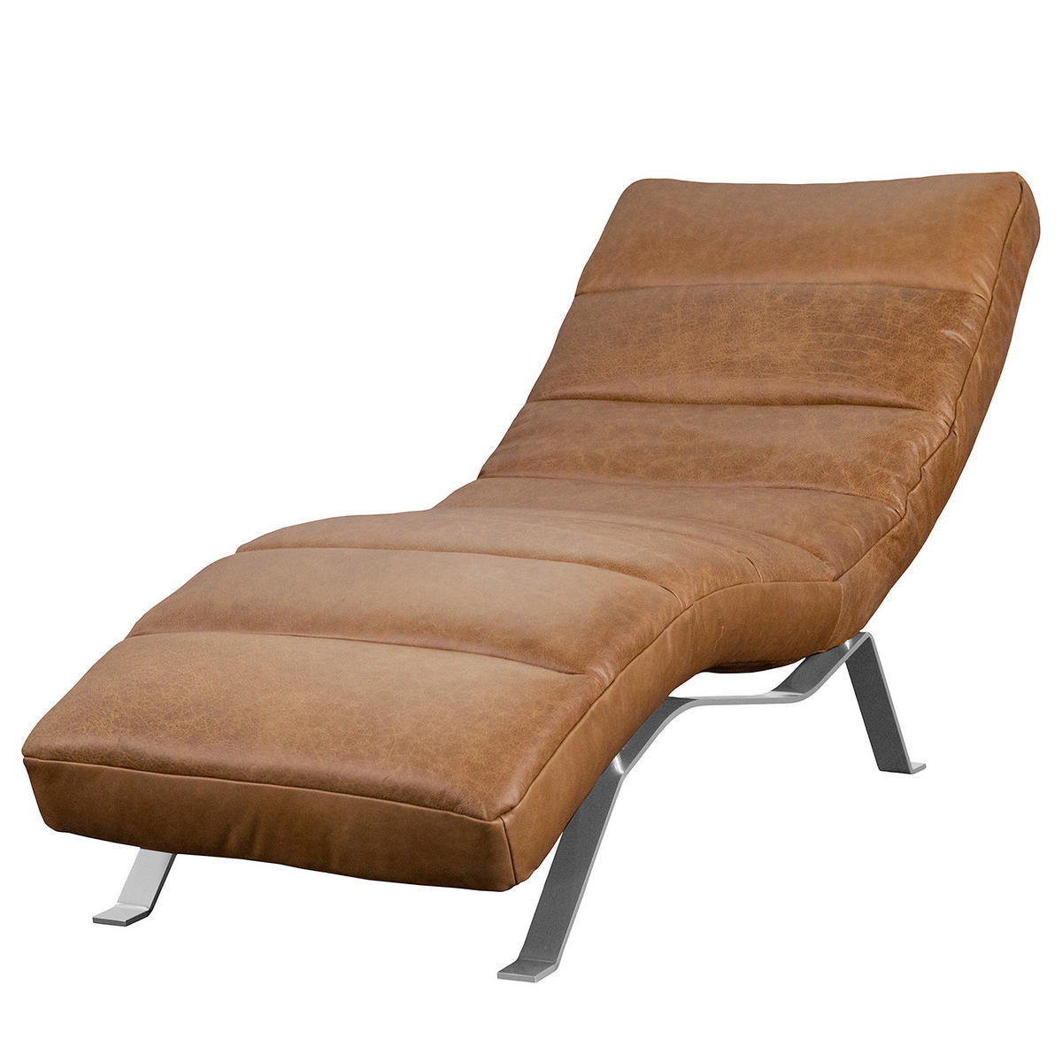 RELAXLIEGE Echtleder Cognac  - Cognac/Silberfarben, Design, Leder/Metall (65/65-95/171cm) - Livetastic