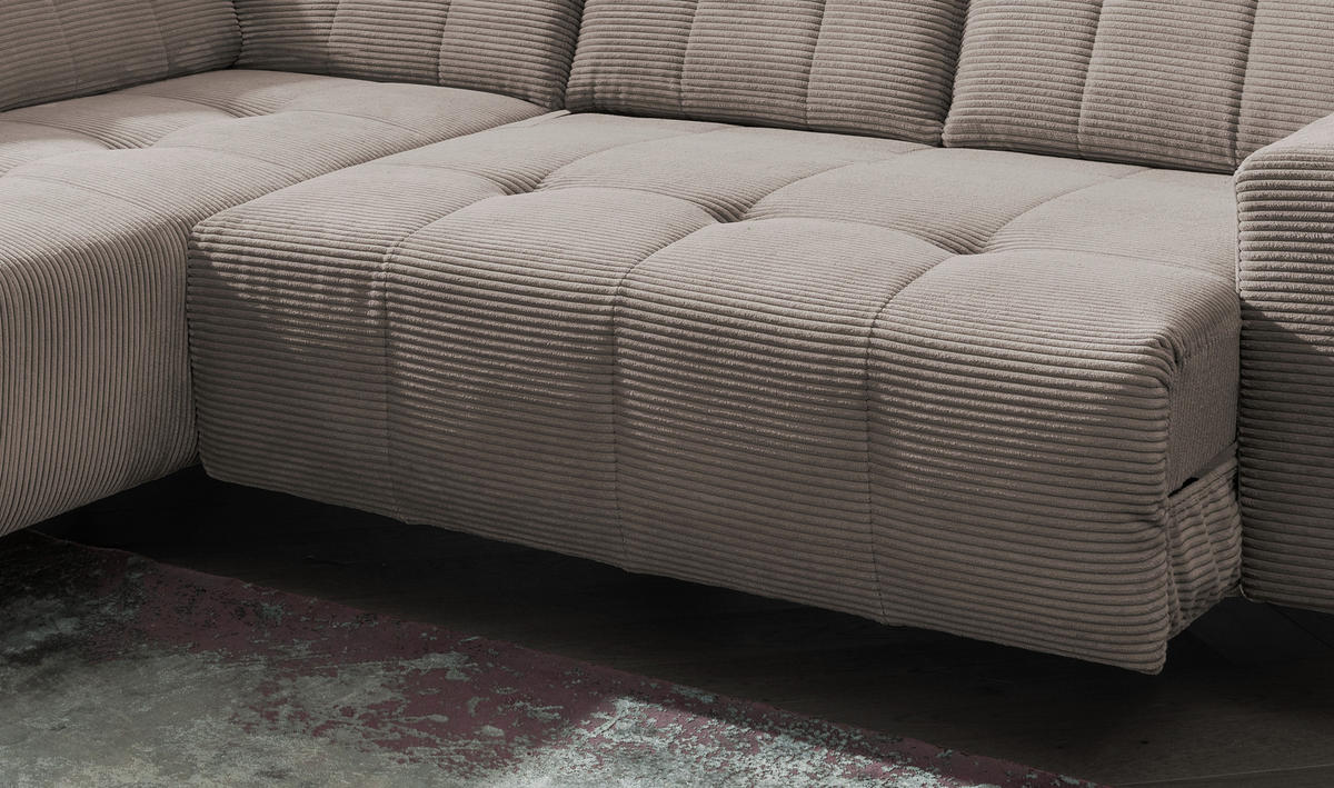 ECKSOFA in Cord Graubraun  - Graubraun/Schwarz, Modern, Textil/Metall (200/261cm) - Livetastic