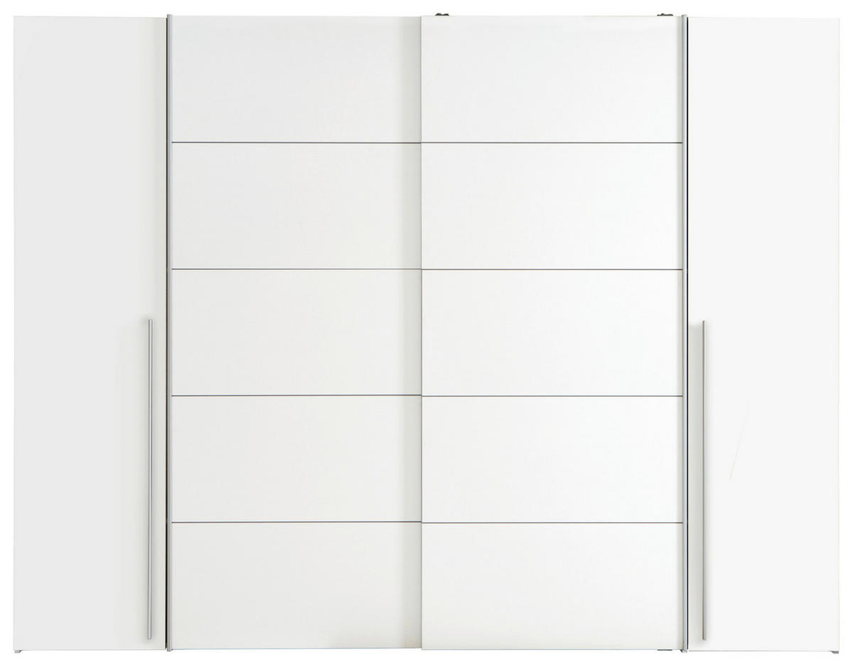 GARDEROB 270/210/61 cm 4-dörrar - vit/aluminiumfärg, Modern, metall/trämaterial (270/210/61cm) - MID.YOU