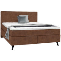BOXSPRINGBETT 200/200 cm  in Cognac  - Cognac/Schwarz, KONVENTIONELL, Holz/Textil (200/200cm) - Voleo