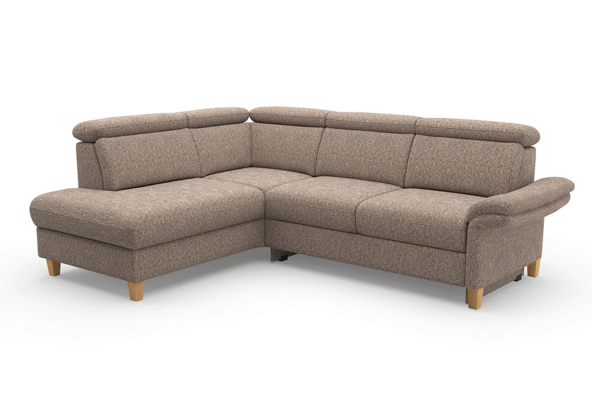 ECKSOFA GLENDALE E in Chenille Cappuccino  193/247 cm  - Eichefarben/Cappuccino, KONVENTIONELL, Holz/Textil (193/247cm) - Sit & More