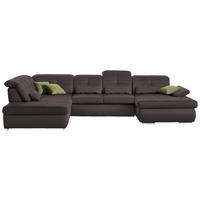 WOHNLANDSCHAFT  in Mikrofaser Dunkelbraun  - Chromfarben/Dunkelbraun, Design, Textil (260/371/195cm) - Beldomo Style