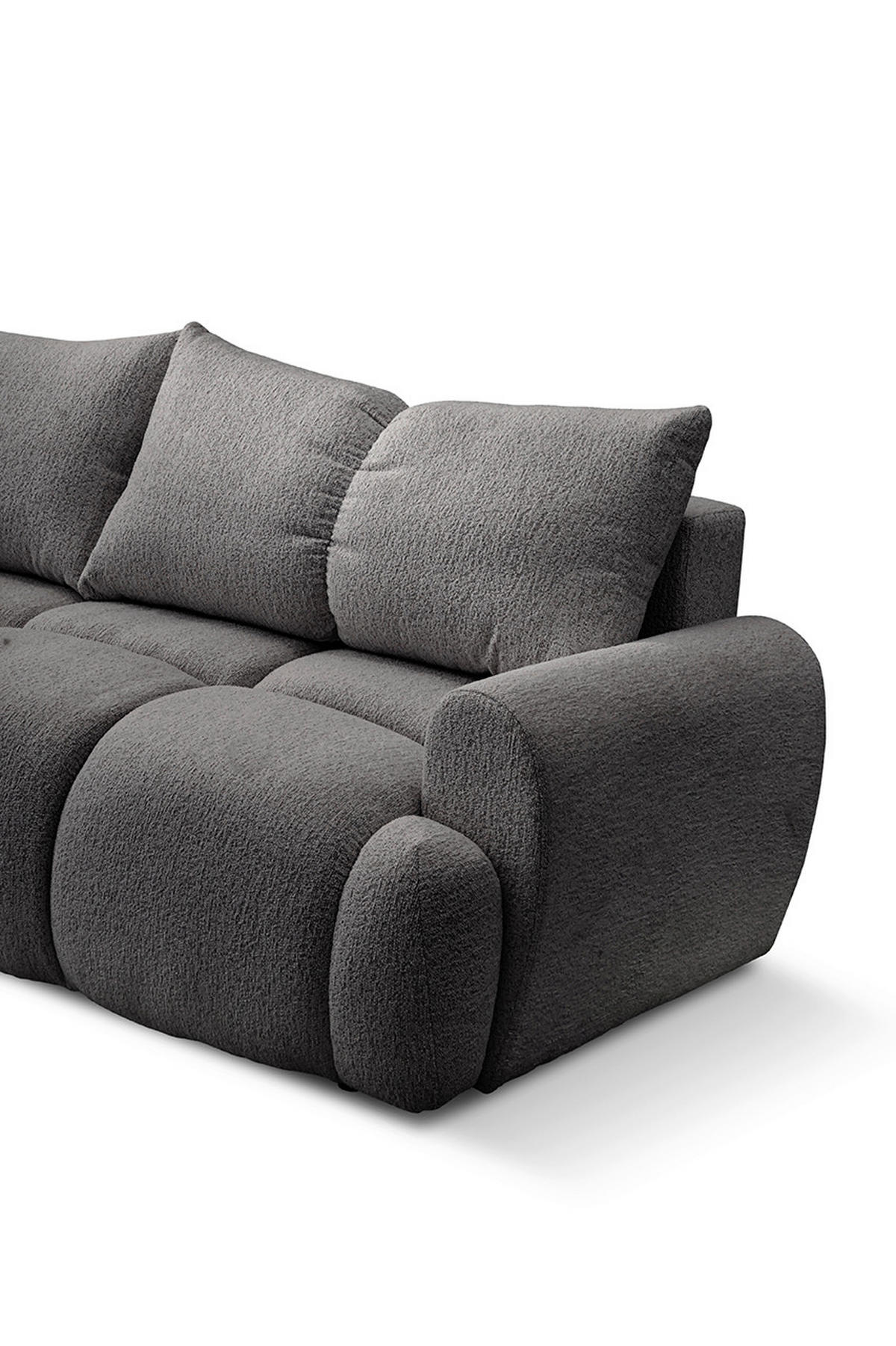 SCHLAFSOFA ALBA Struktur Dunkelgrau  inkl. Bettkasten, Schlaffunktion  - Dunkelgrau/Schwarz, Design, Holz/Textil (242/93/104cm) - MID.YOU