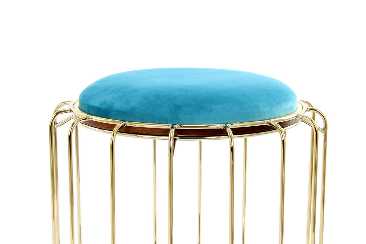 BEISTELLTISCH HOCKER 2 in 1 Türkis, Goldfarben  - Türkis/Goldfarben, Basics, Glas/Holzwerkstoff (50/45/50cm) - Kayoom
