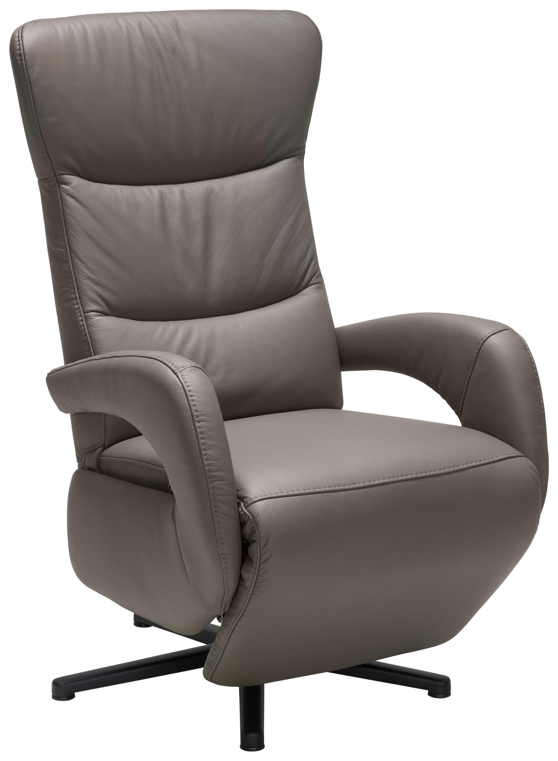 RELAXSESSEL in Leder Grau  - Grau, Design, Leder/Metall (67/108/77cm) - Cantus