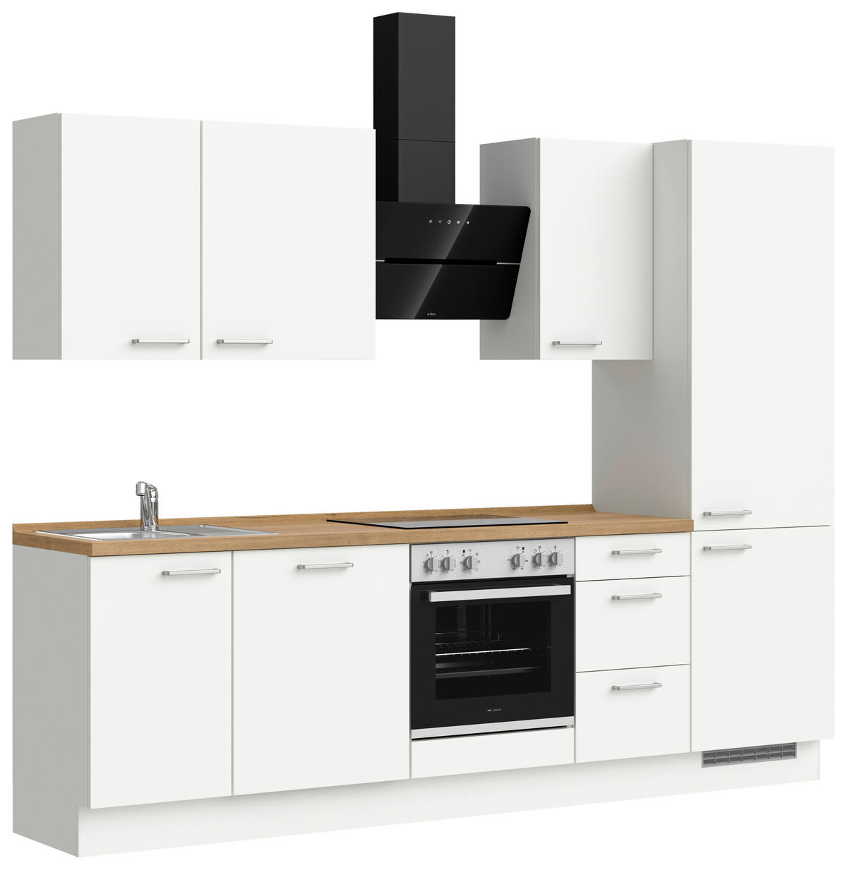 KÜCHENLEERBLOCK 270 cm   in Weiß, Eichefarben  - Edelstahlfarben/Eichefarben, MODERN, Holzwerkstoff/Metall (270cm) - Nobilia