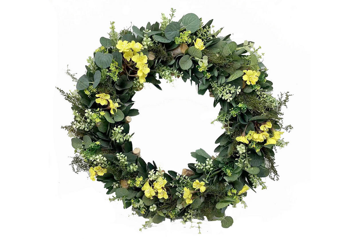 FRÜHLINGSKRANZ  - Gelb/Hellgrün, LIFESTYLE, Naturmaterialien/Holz (45cm)