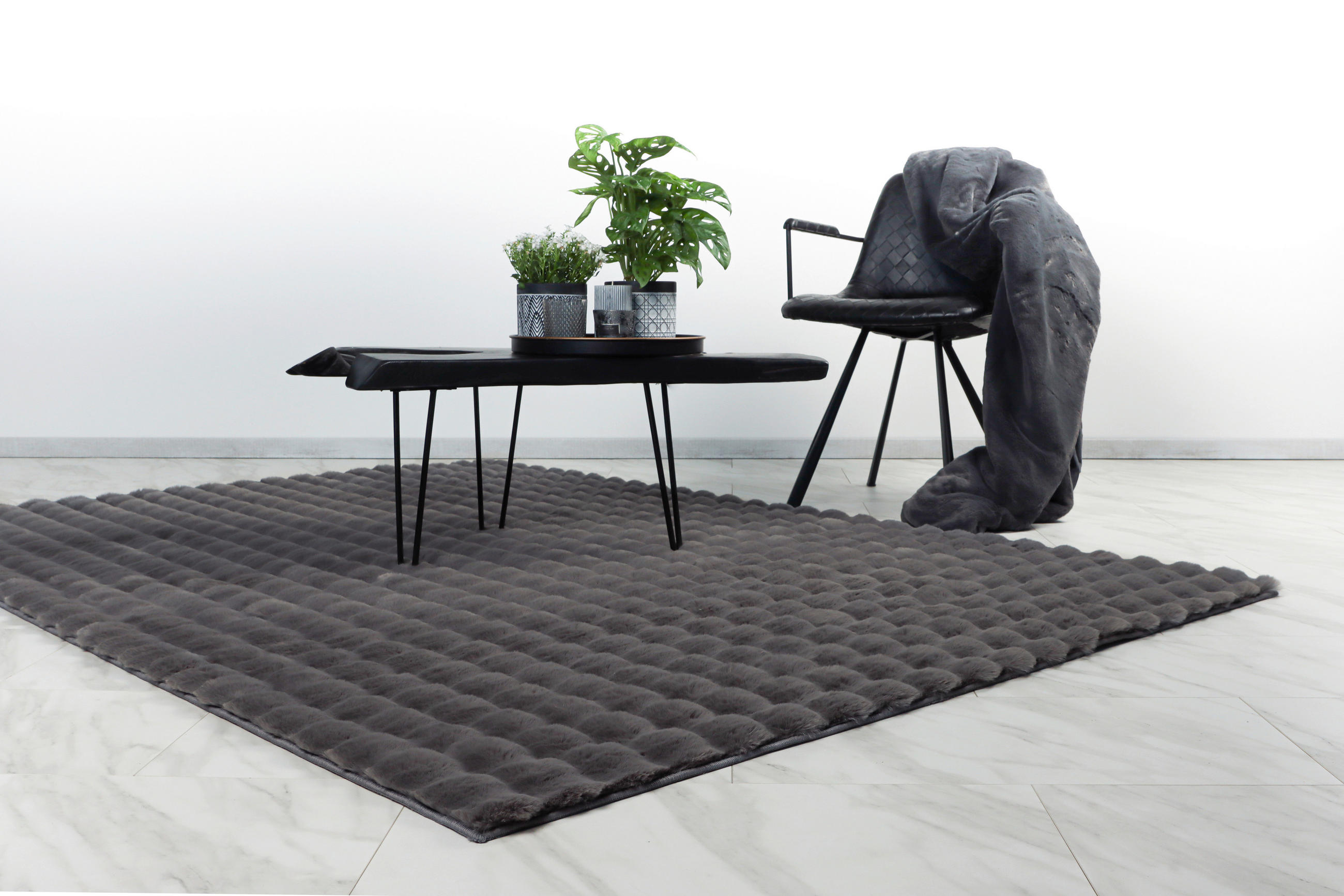 HOCHFLORTEPPICH 200/290 cm Graphitfarben  - Graphitfarben, KONVENTIONELL, Textil (200/290cm)