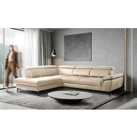 ECKSOFA Lederlook Echtleder Grau  - Schwarz/Grau, Design, Leder/Textil (220/274cm) - Livetastic