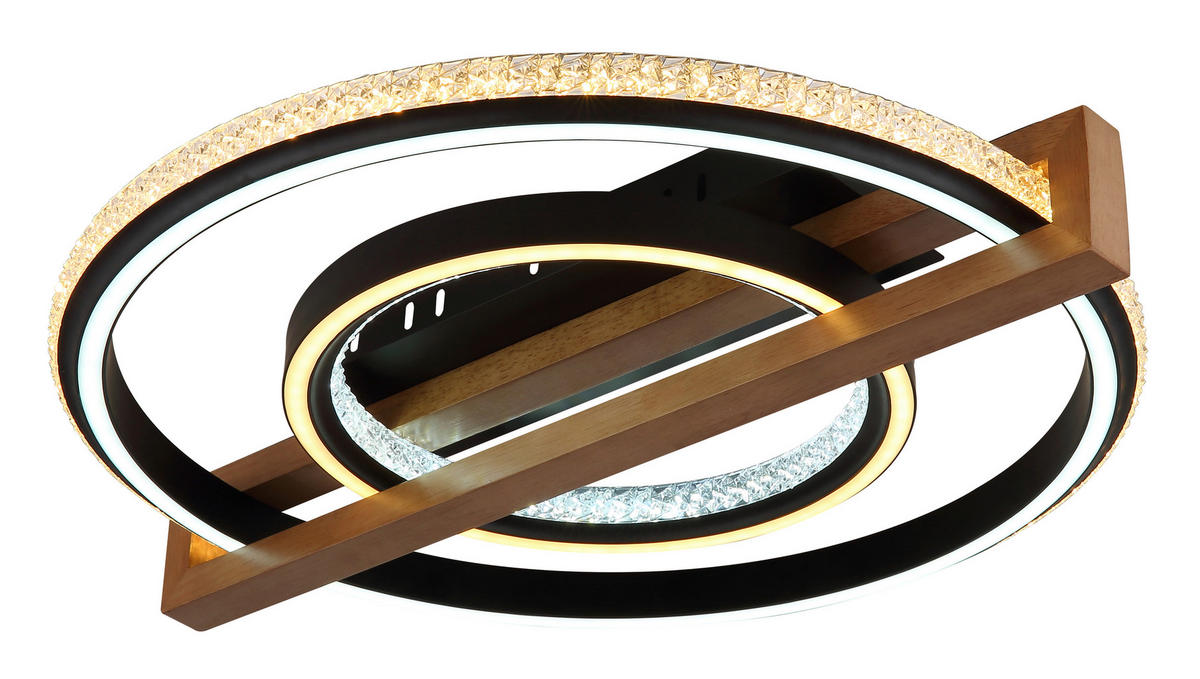 STROPNÍ LED SVÍTIDLO, 50/55/11,5 cm - tmavě hnědá/černá, Basics, kov/dřevo (50/55/11,5cm) - Globo