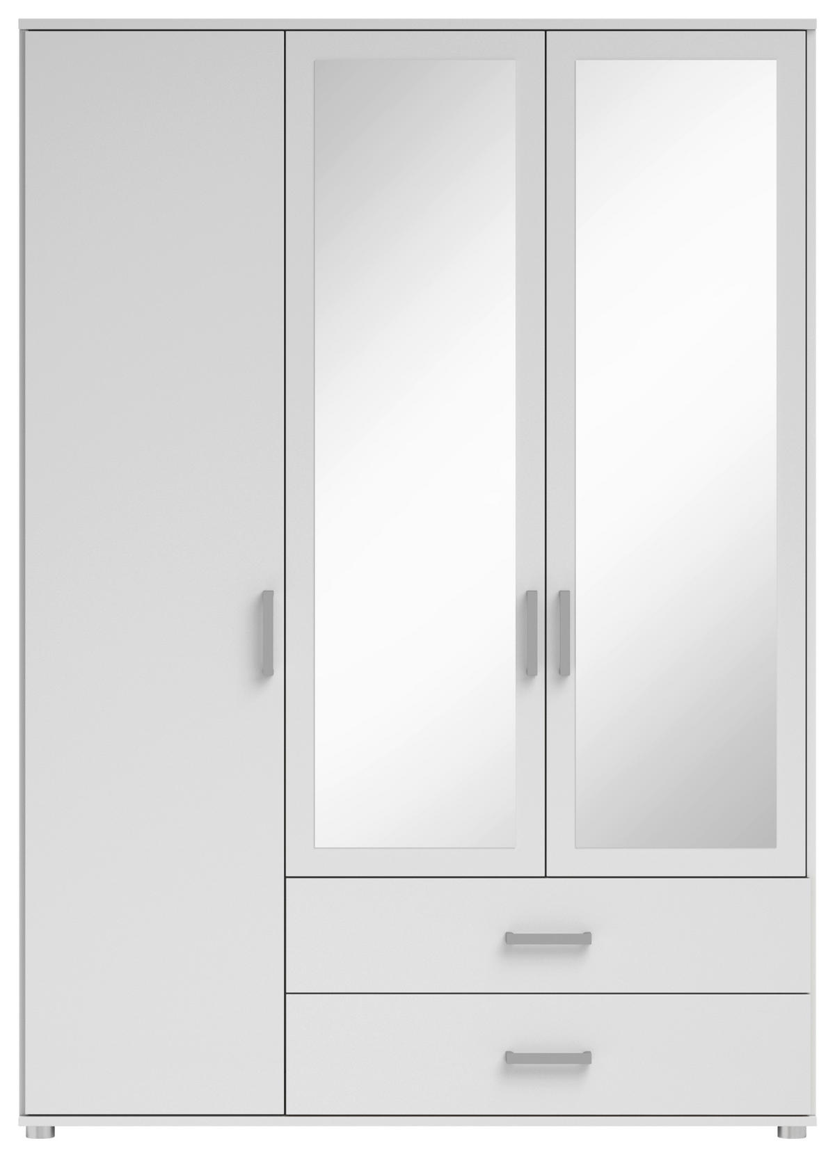 ŠATNÍKOVÁ SKRIŇA, biela, 125/190/51 cm - biela/hliníková, Konventionell, kompozitné drevo/plast (125/190/51cm) - Carryhome