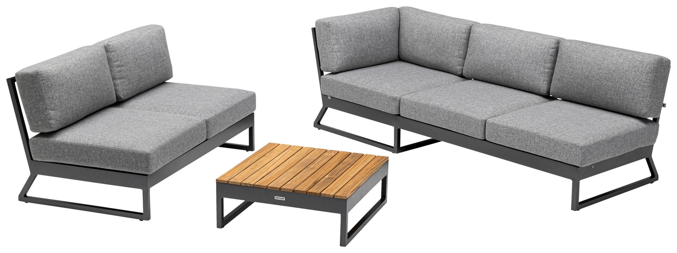 LOUNGEGARNITUR 218/218 cm Aluminium  - Anthrazit/Hellgrau, Basics, Textil/Metall (218/218cm) - Kettler