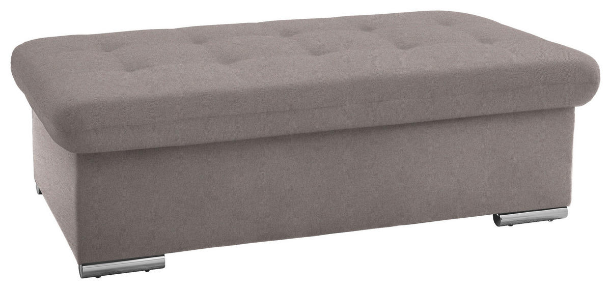 HOCKER in Textil Taupe  - Taupe/Silberfarben, Design, Textil/Metall (137/43/74cm) - Cantus